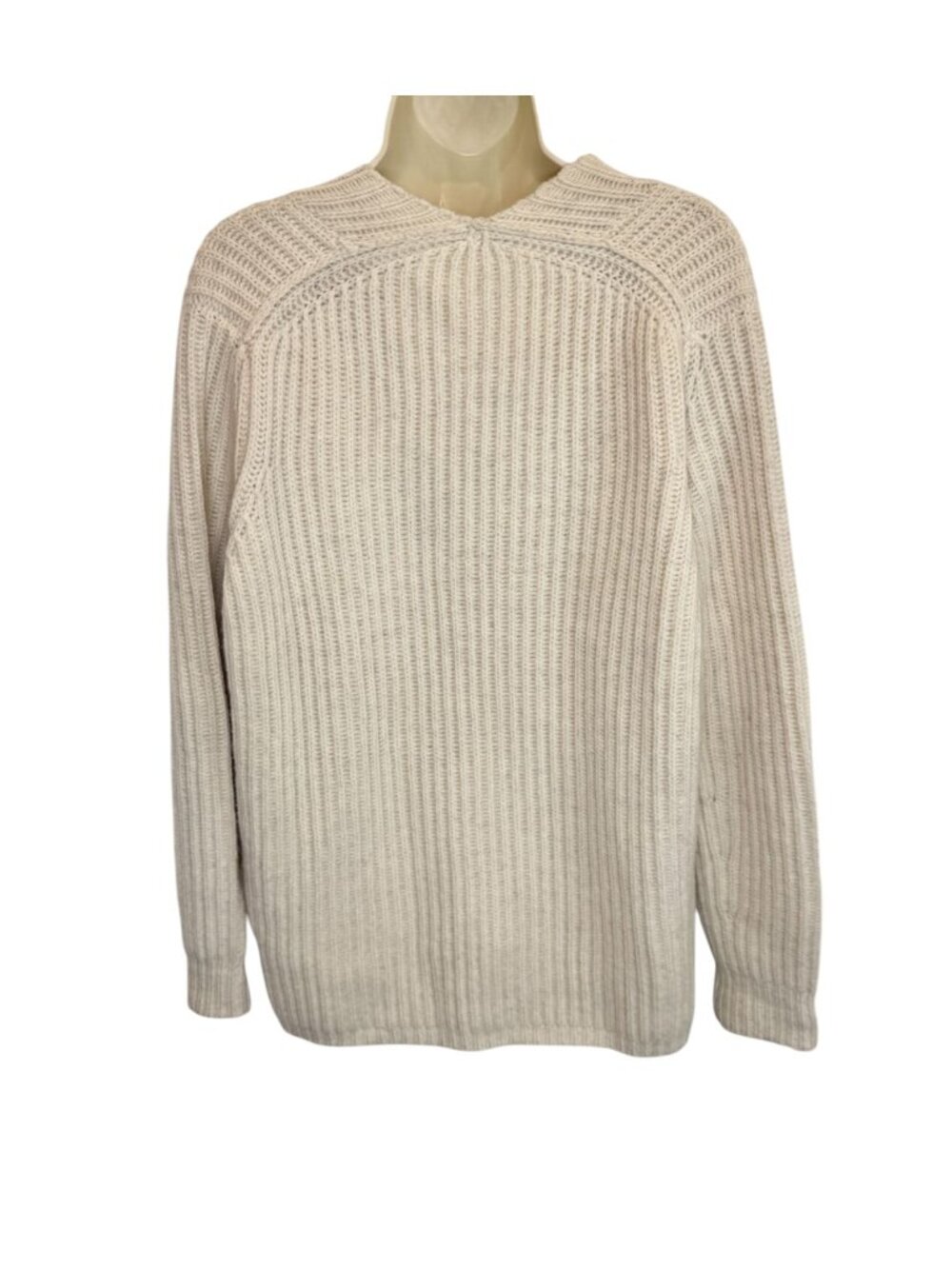 Acne Studios 100% Wool Ribbed V-Neck Sweater Beige Knit - Size XS - Picture 4 of 7